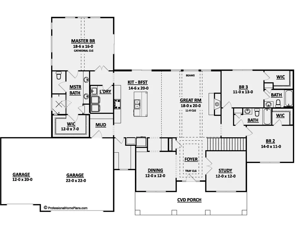 The Springdale main level floor plan